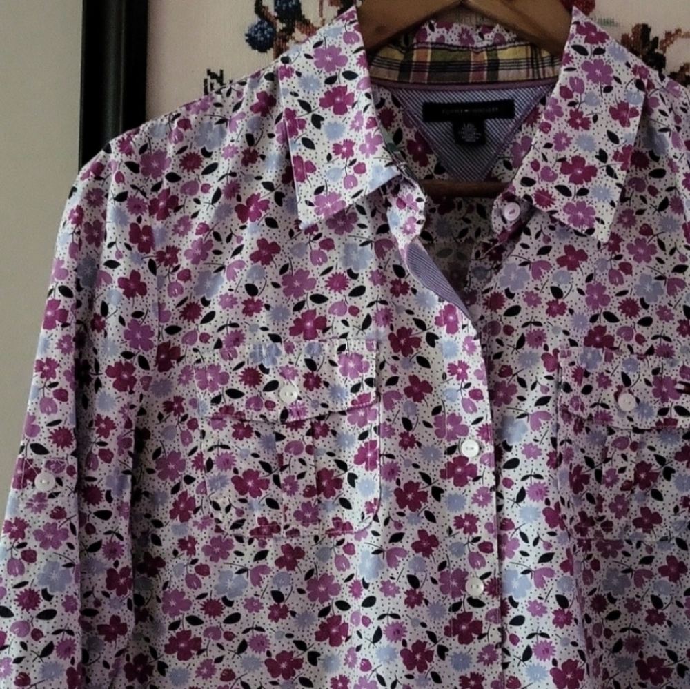 Tommy Hilfiger Purple Floral Button-Down Shirt